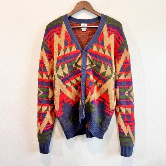 BDG Urban Outfitters Southwest Aztec Knit Cardigan Sweater M Boho Retro Grunge - Picture 1 of 10